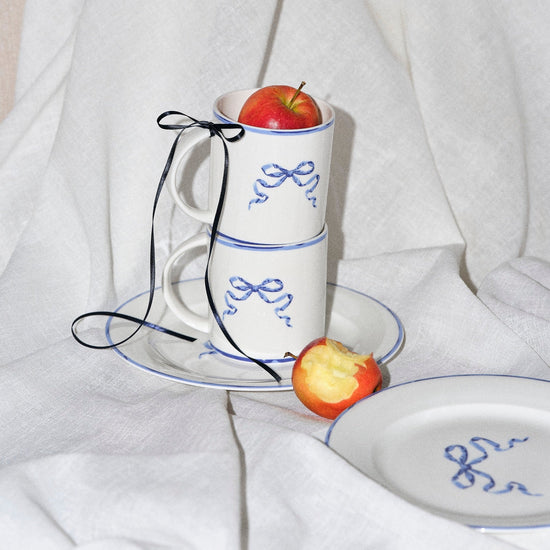 Ribbon Blue - Mug and Plate Set (Stitch) lifestyle image