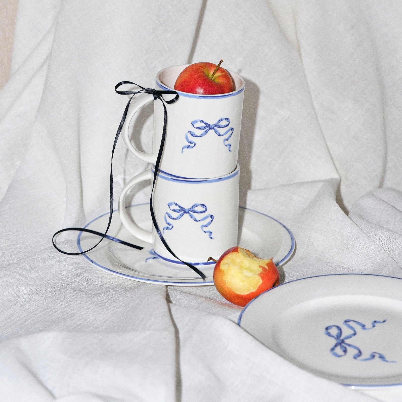 Ribbon Blue - Mug and Plate Set (Stitch) lifestyle image