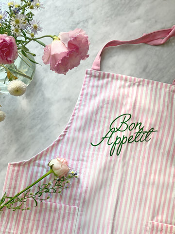 Bib Apron - Pink Stripe