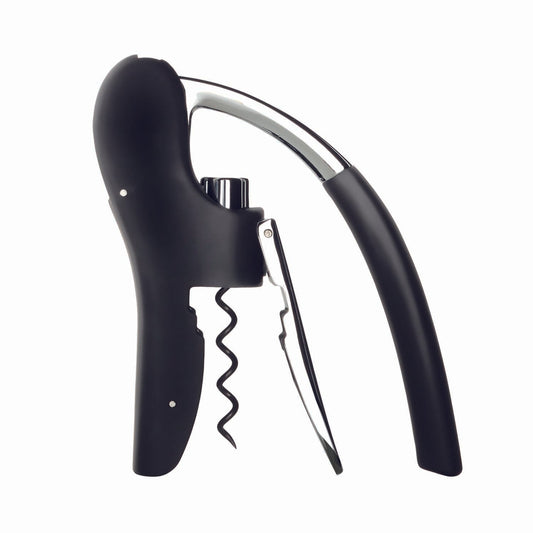 Black wine opener on a white background