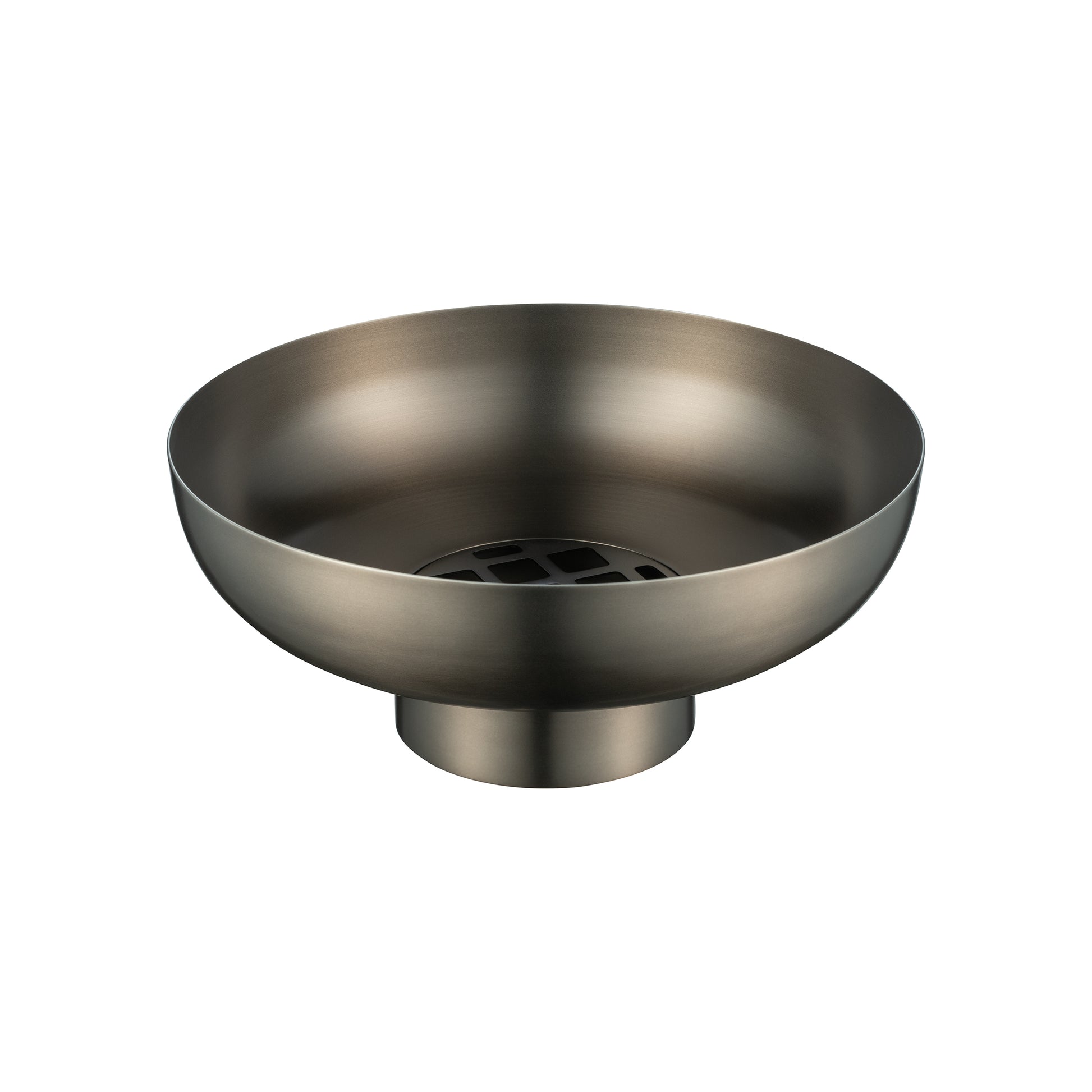 Bronze-colored metallic vase on a white background