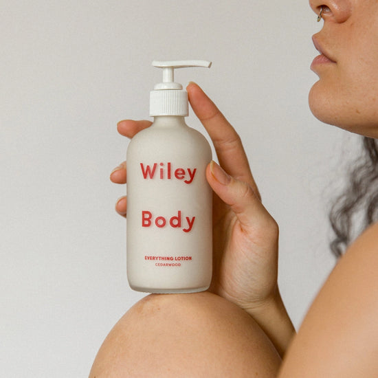 Woman holding a lotion