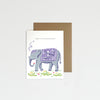 Greeting card with elephant on white background