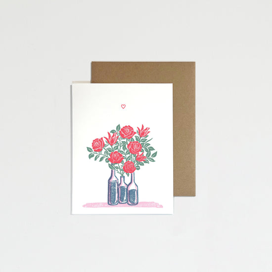 Greeting card with floral design on a white background
