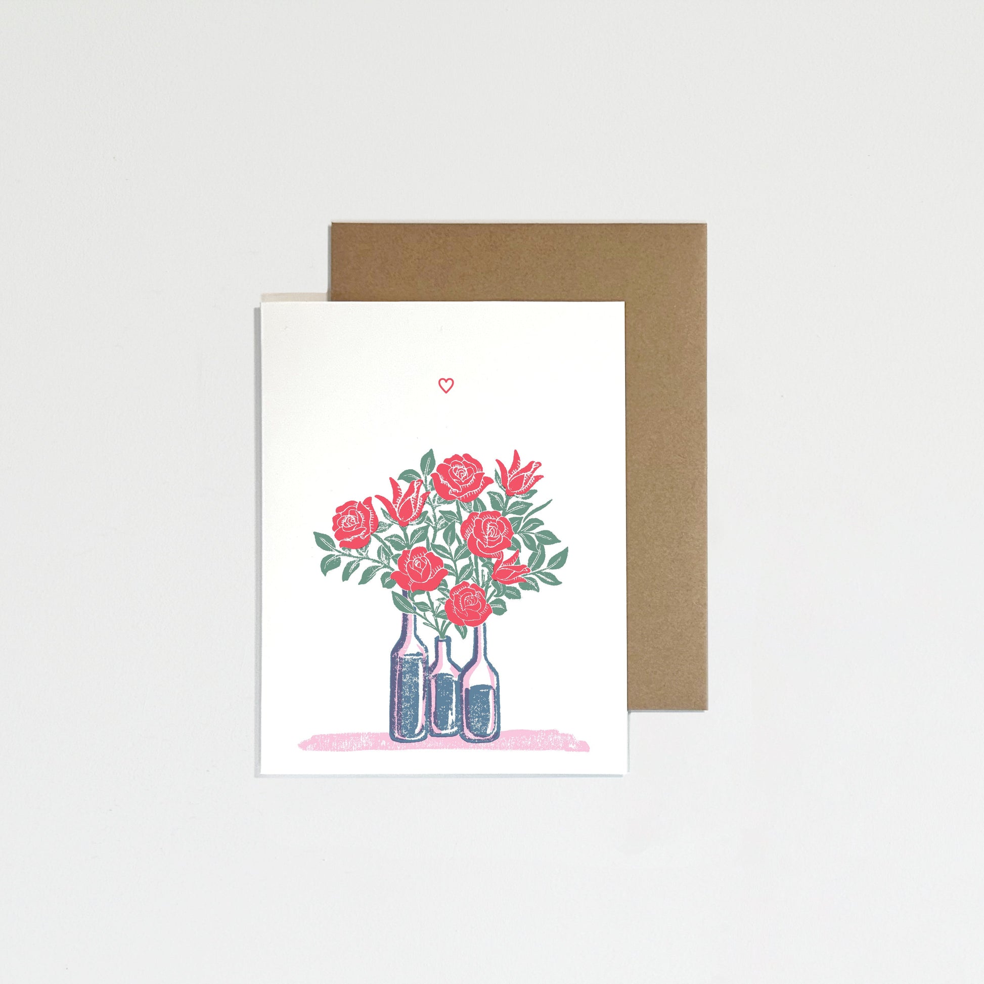 Greeting card with floral design on a white background