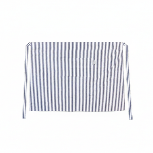 Rectangular black and white striped fabric on a white background