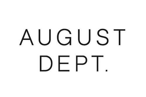 Logo 'AUGUST DEPT.' on a white background