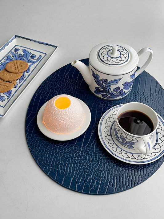Dovi - Set of 2, Oval Placemats - Dark Blue