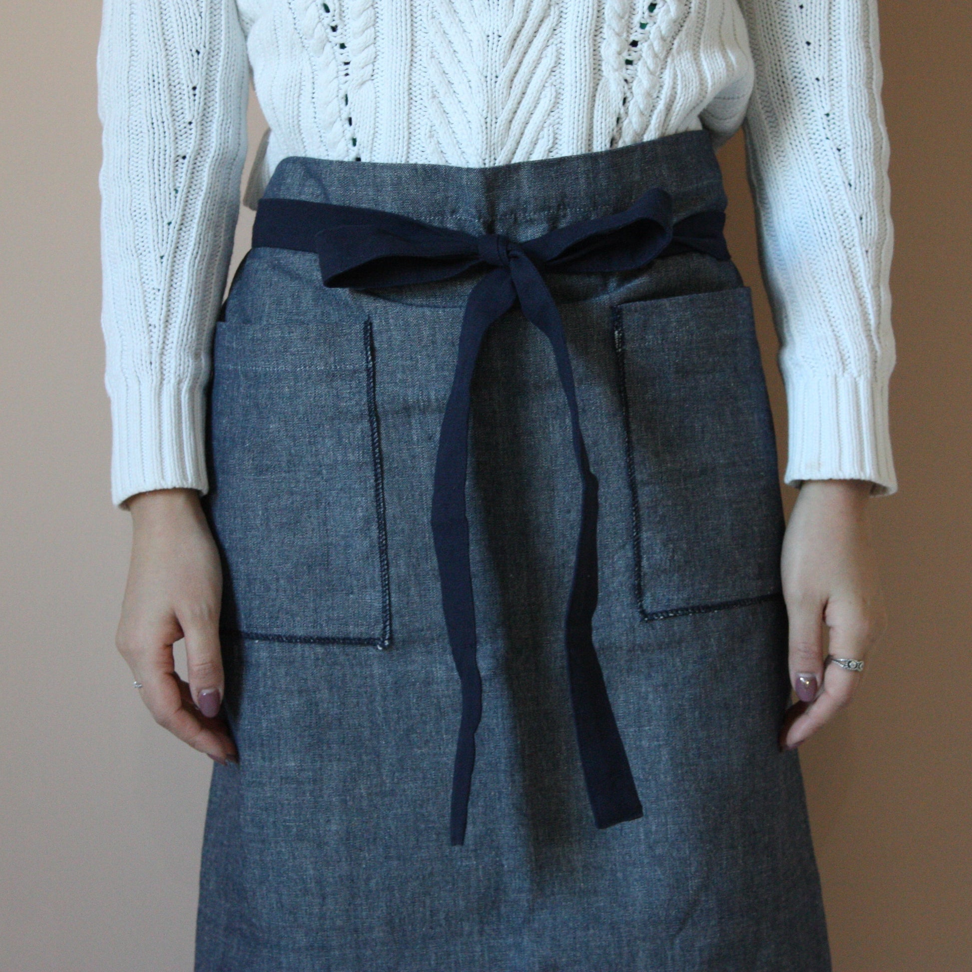 Bistro Apron Denim Lifestyle Shot Front