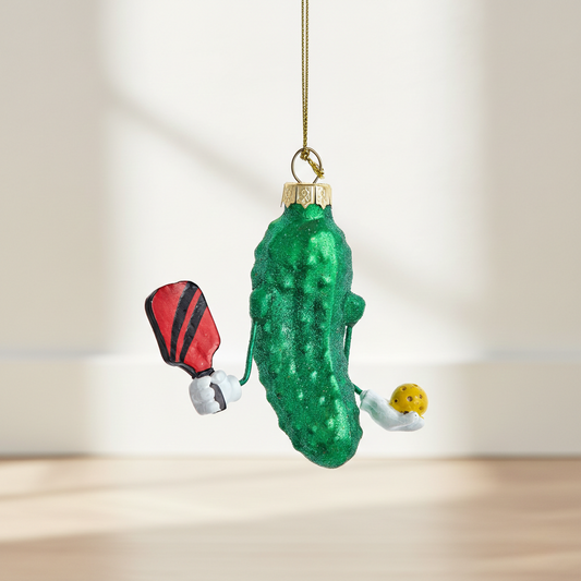 Decorative pickle ornament with a natural background
