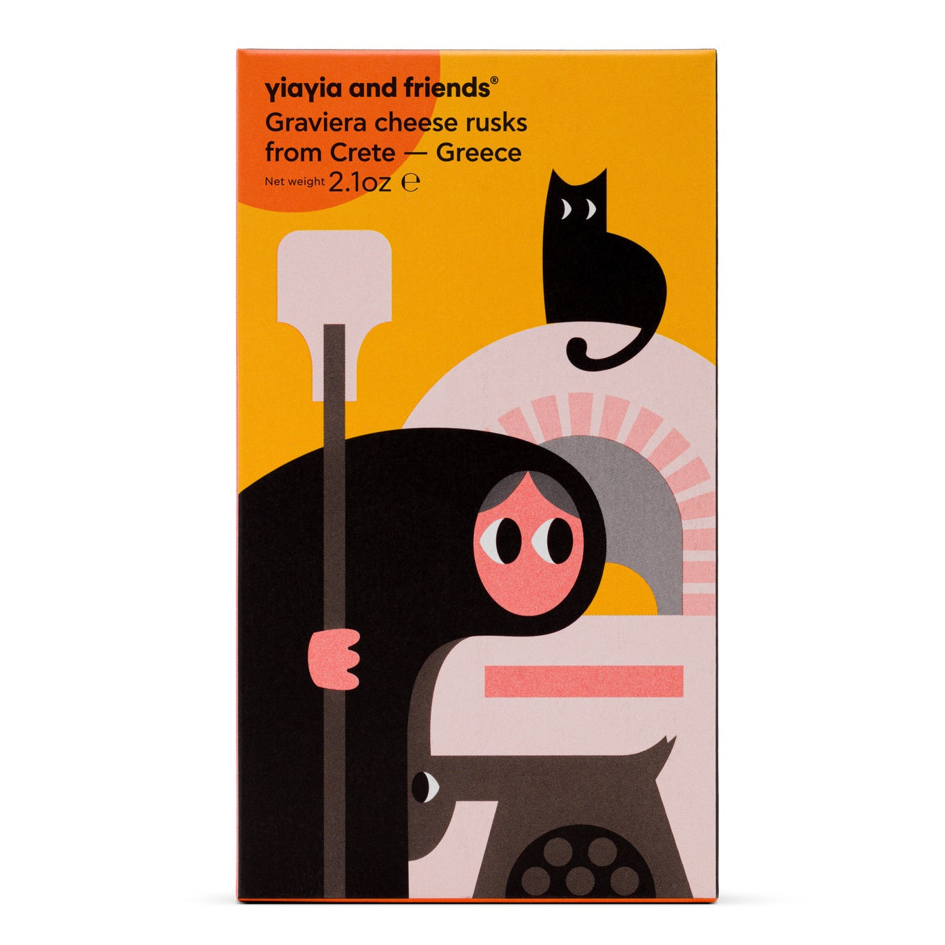 Packaging of Graviera cheese rusks in white background