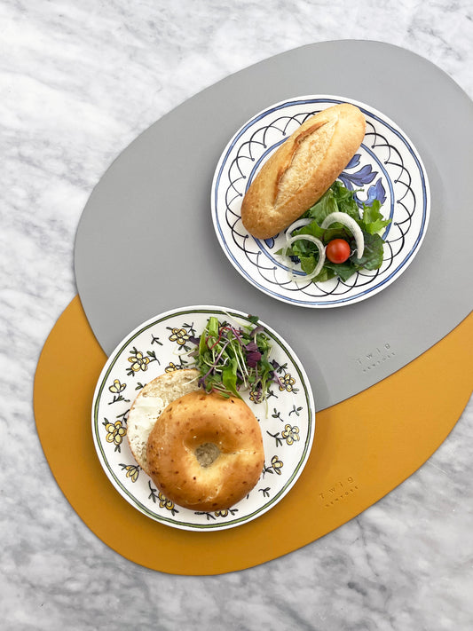 Deco - Set of 2, Oval Placemats - Gray