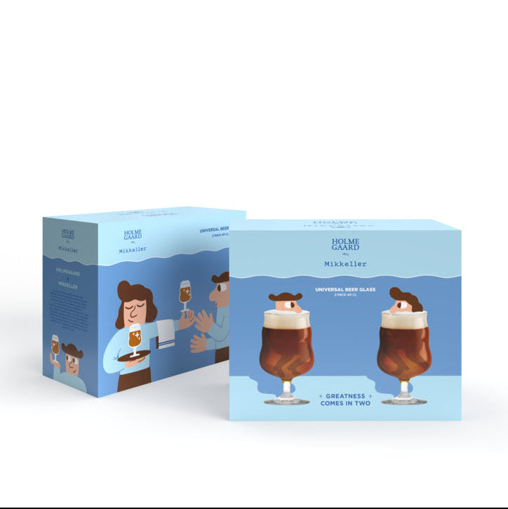 Two boxes of coffee cups with a person and a cup design on a white background