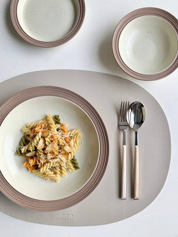 Deco - Set of 2, Oval Placemats - Light Beige