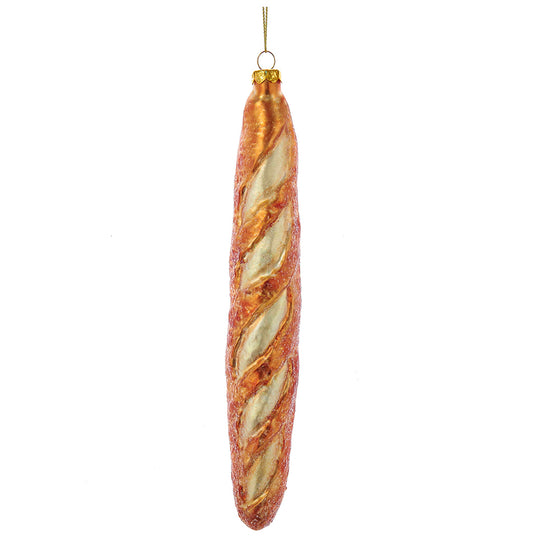 French Baguette Glass Ornament on white background