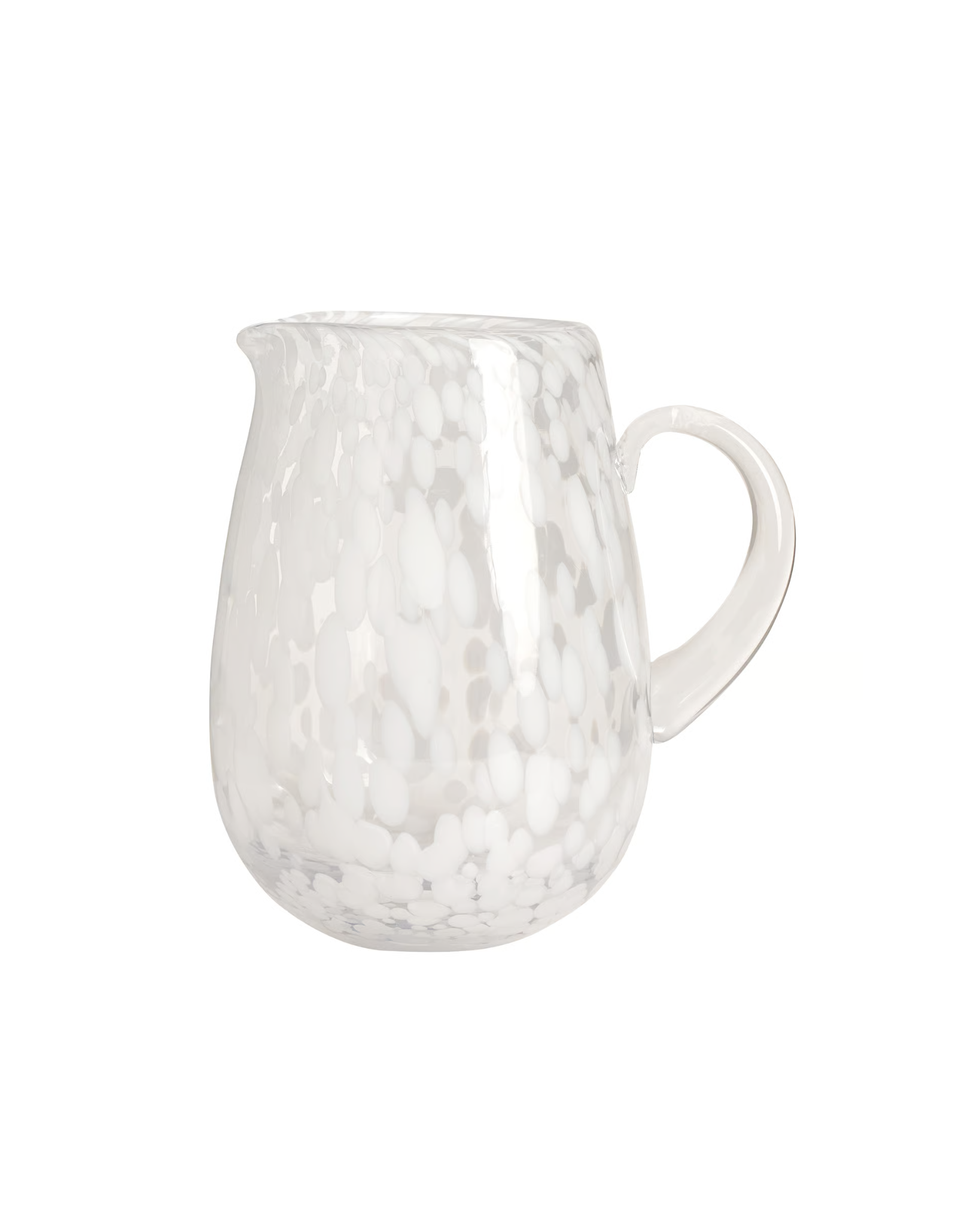 White ceramic pitcher with a textured surface on a white background