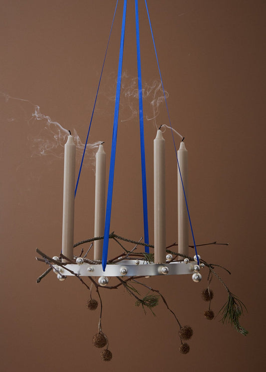 Pearl Advent Candleholder - Silver