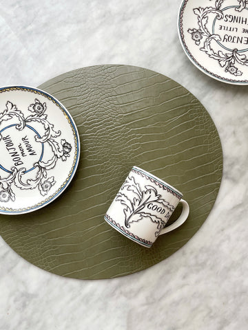 Dovi - Set of 2, Oval Placemats - Olive