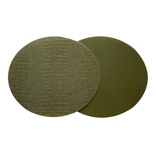Dovi Set of 2 Oval Placemats Olive White Background Photo