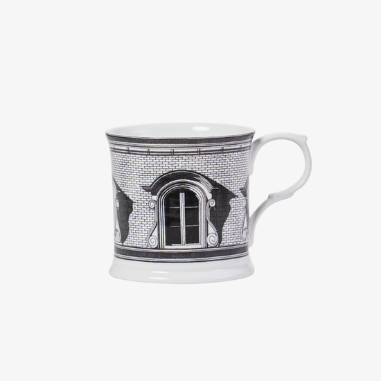 Mug with architectural design on a white background