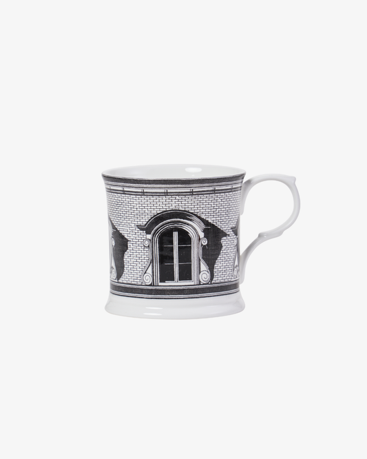 Mug with architectural design on a white background