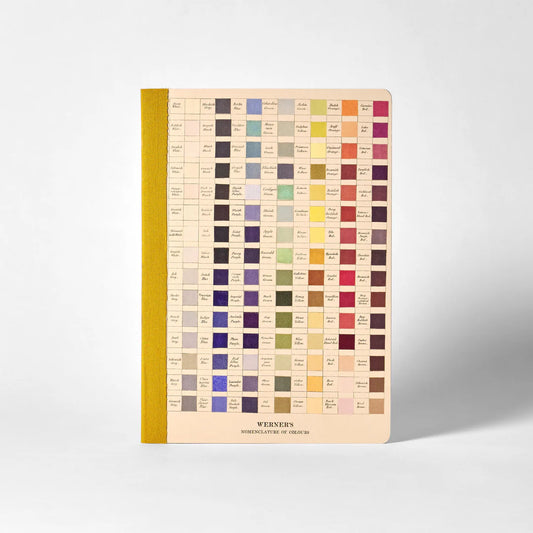 Notebook with color swatch design on a white background