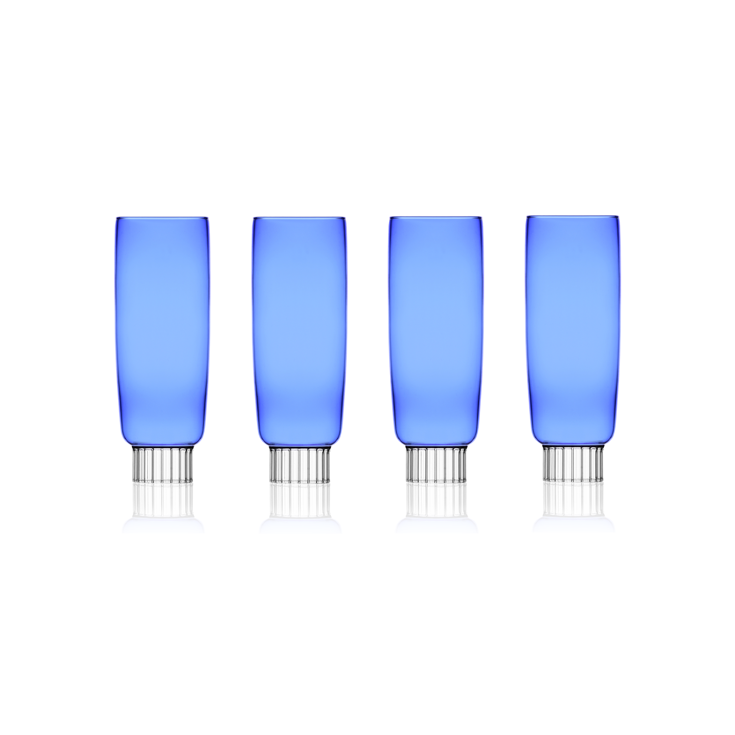 Champagne glasses set of four in blue on the white background