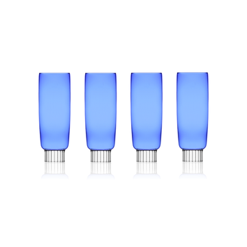 Champagne glasses set of four in blue on the white background