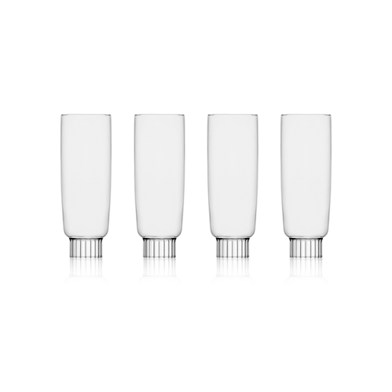 Champagne glasses set of four in clear on the white background