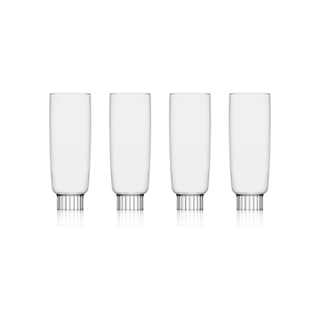 Champagne glasses set of four in clear on the white background