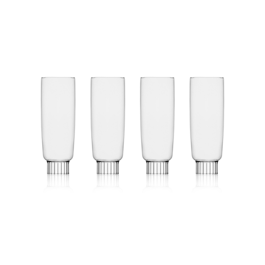 Champagne glasses set of four in clear on the white background