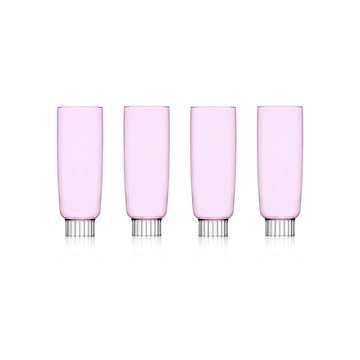 Pink Champagne glasses set of four in pink on white background