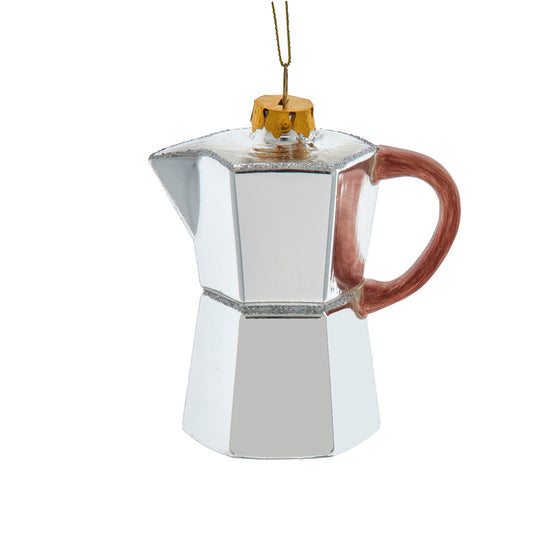 Glass Silver Espresso Pot Ornament