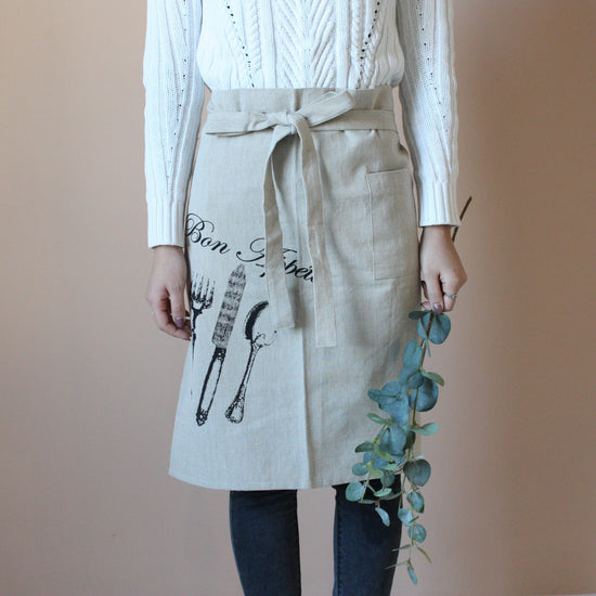 Bistro Apron Tan Lifestyle Shot Front