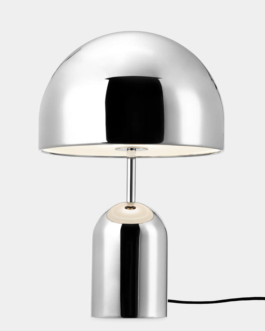 Chrome table lamp on a white background