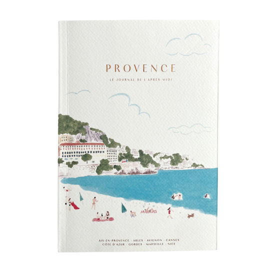 Notebook cover with illustration of a coastal scene and 'Provence' text