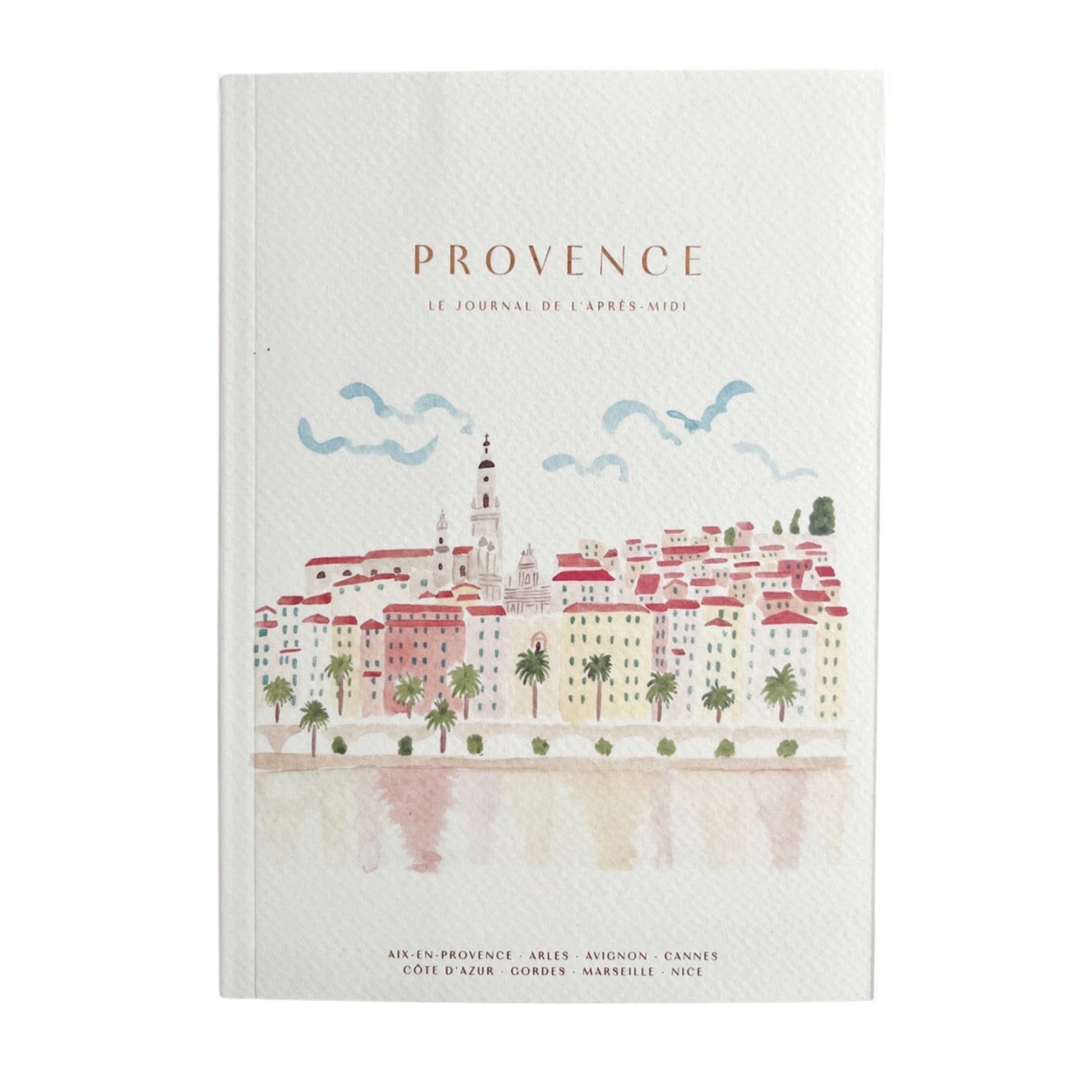 Notebook cover of 'Provence' with a cityscape illustration on a white background