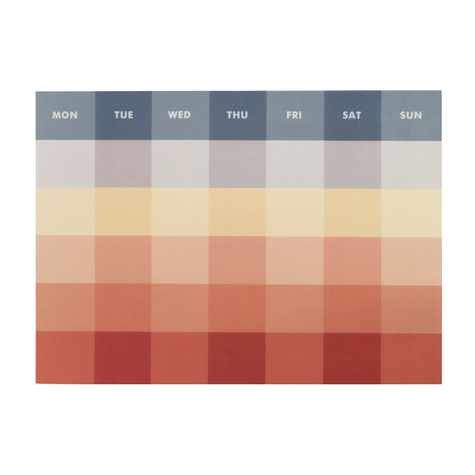 Weekly planner with days of the week and colored blocks for each day on a white background