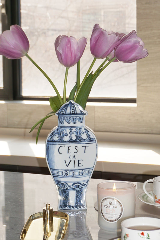 Well Versed - Joie Blue 11 in. Medium Vase