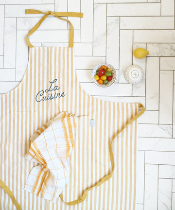 Bib Apron - Yellow Stripe
