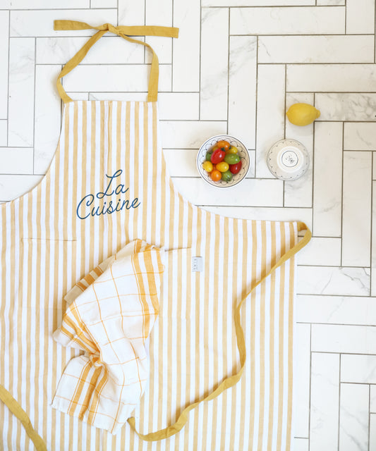 Bib Apron - Yellow Stripe