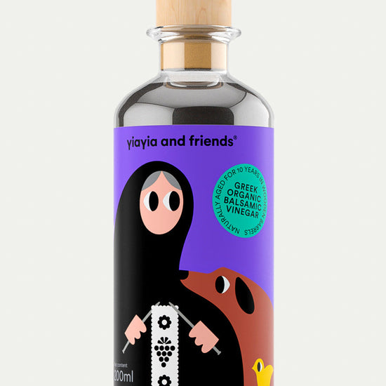 yiayia and friends balsamic vinegar in white background