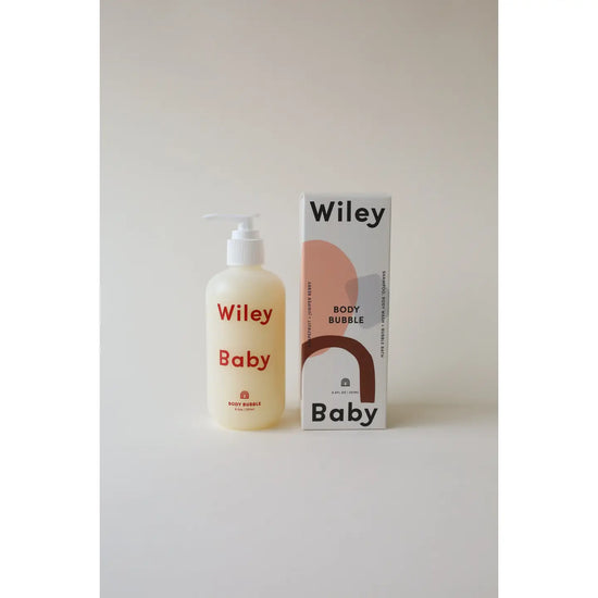 Wiley Baby body bubble bottle and packaging on a white background