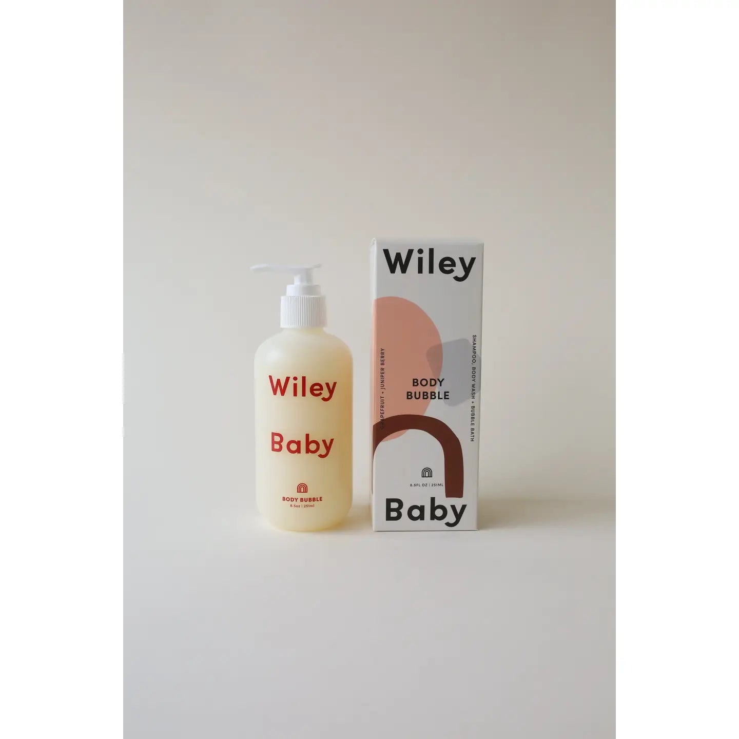 Wiley Baby body bubble bottle and packaging on a white background