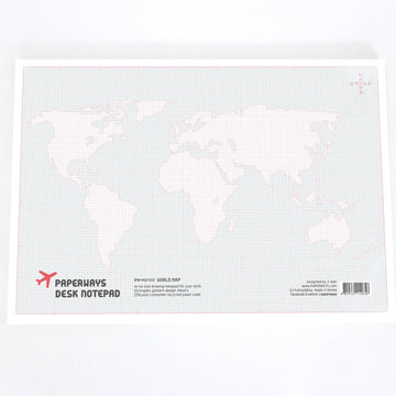 Paperways A4 Desk Notepad World Map White Background Photo