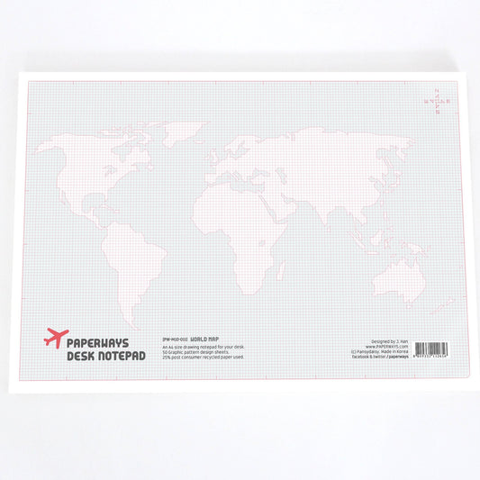 Paperways A4 Desk Notepad World Map White Background Photo