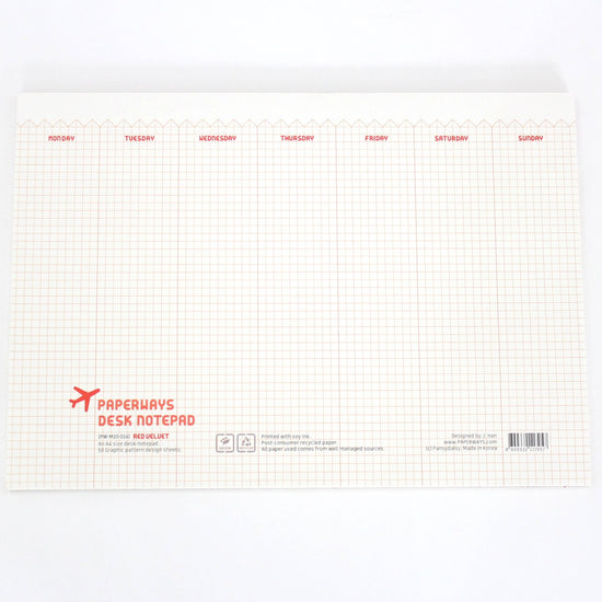 Paperways A4 Desk Note Pad Organizer Red Velvet White Background Photo