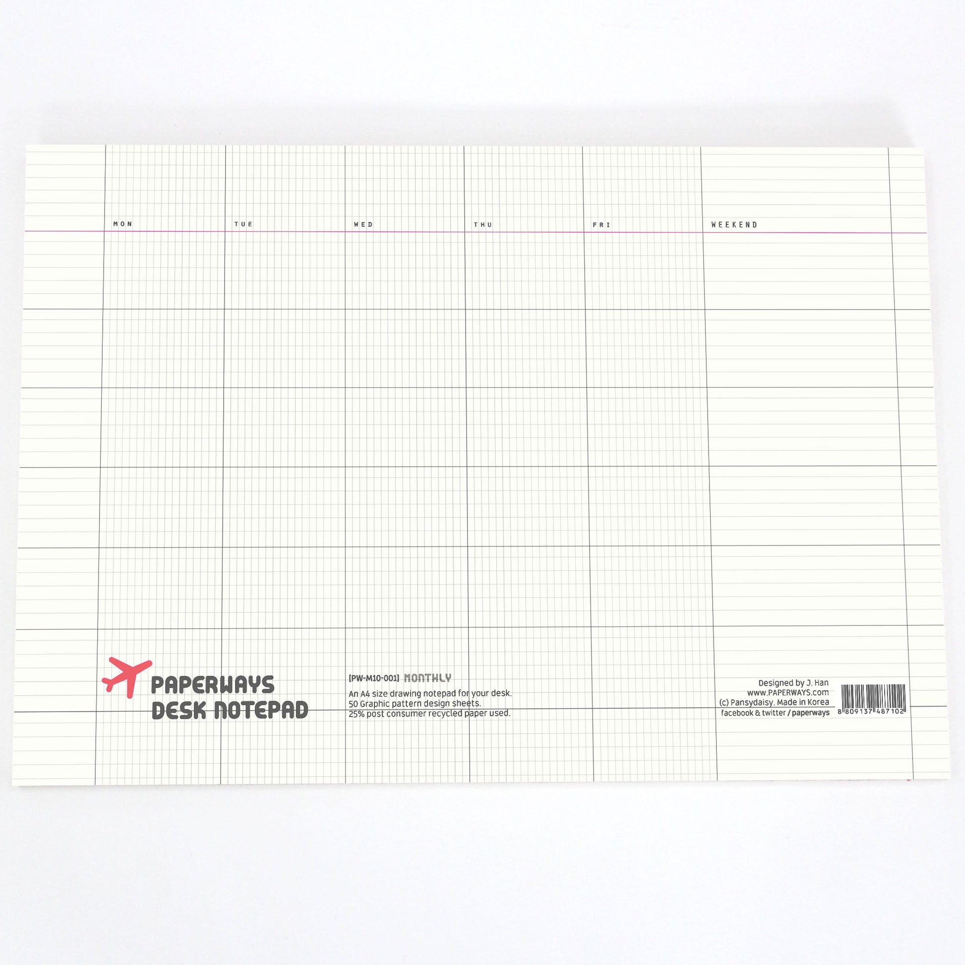 Paperways A4 Desk Notepad Organizer Monthly White Background Photo