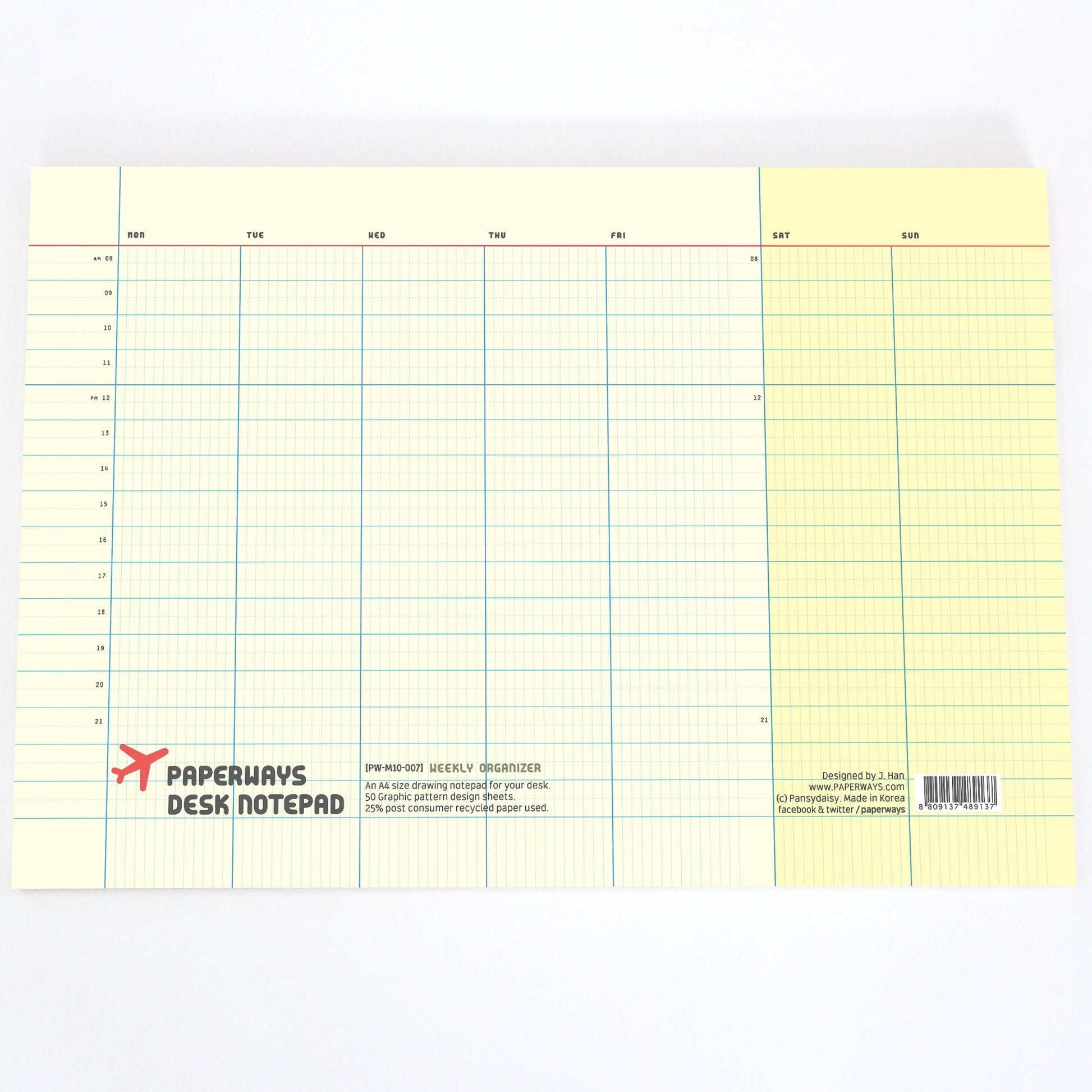 Paperways A4 Desk Notepad Organizer Weekly White Background Photo