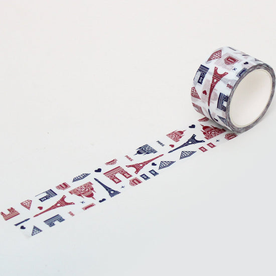Paperways Masking Tape 1.2 in. Paris Pattern White Background Photo